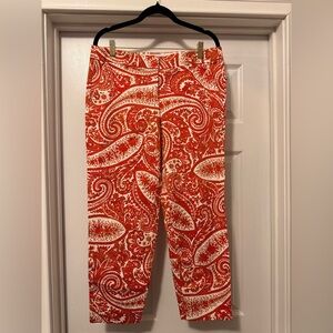 J. Crew Orange Paisley Cropped Pants